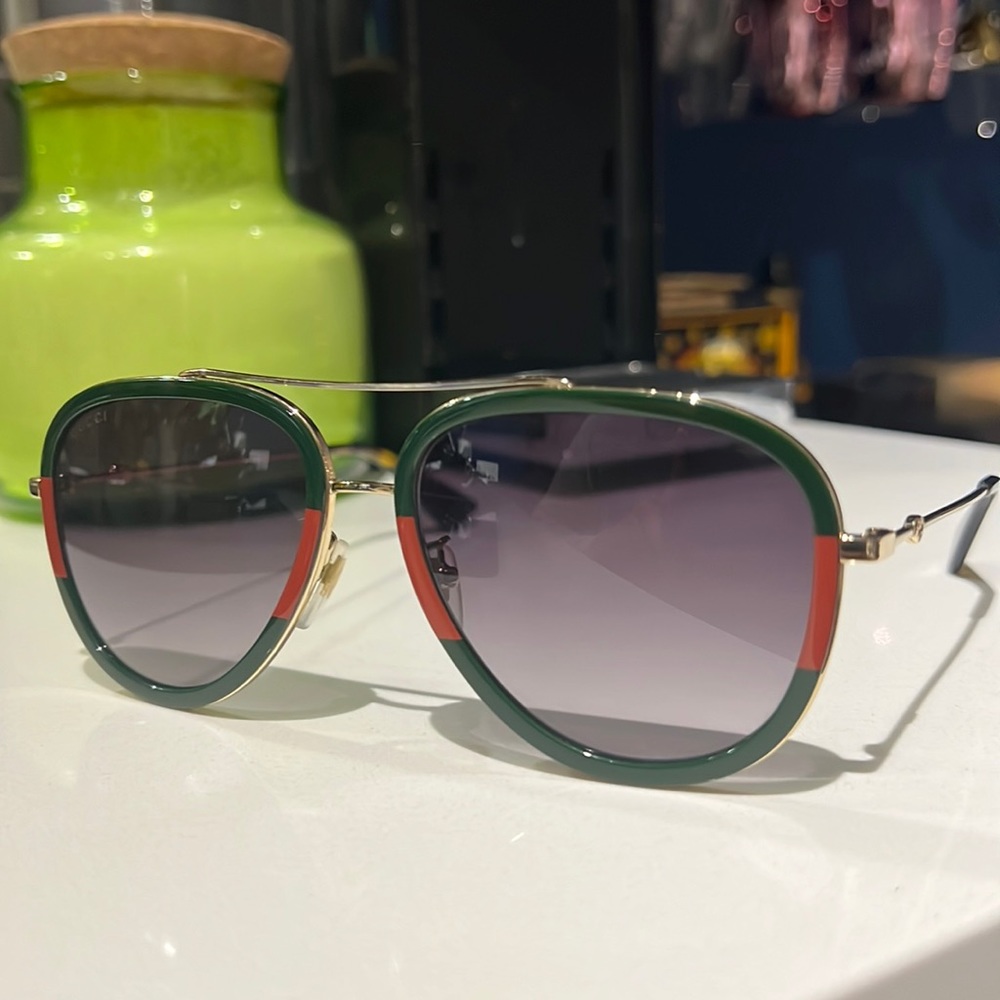 GUCCI Aviator Metal Sunglasses/Style ‎461704 I3330 2363